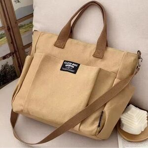 Tan and Brown Messenger Bag with Adjustable Strap